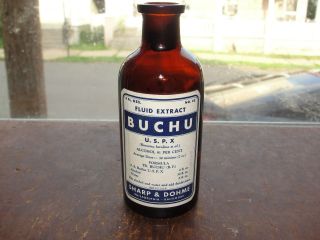 Fluid Extract Of Buchu Sharp & Dohme Labeled Medicine Bottle 1920s photo