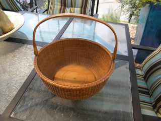 Exceptional Late 19th C.  Swing Handle Nantucket Basket Att Wm.  Appleton,  Aafa photo