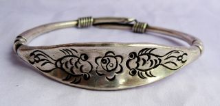 Old Hmong Hill Tribe Unisex Silver Bracelet Koi Carp Fish Design (approx 35g) photo
