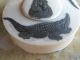Antique Chinese Or Japanese Faux Ivory Carved Lid W Alligator Decoration Other photo 6