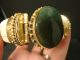 Antique Cabochon Bangle Cuff Bracelet - Made In India W/ Label,  Nr India photo 3