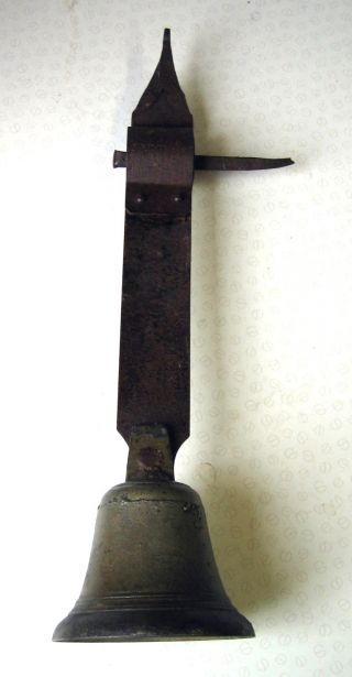 Rare Antique Early Georgian Brass & Iron Door Bell / Shop Bell photo
