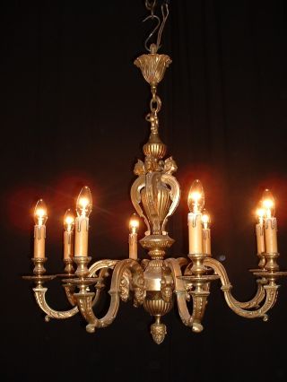 Antique French Bronze Empire Chandelier With Figures photo