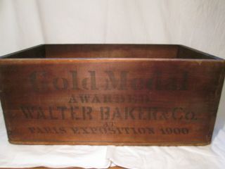 Vintage W.  Baker & Co.  25lbs Wooden Chocolate Box Crate Dorchester Ma.  1900 ' S photo