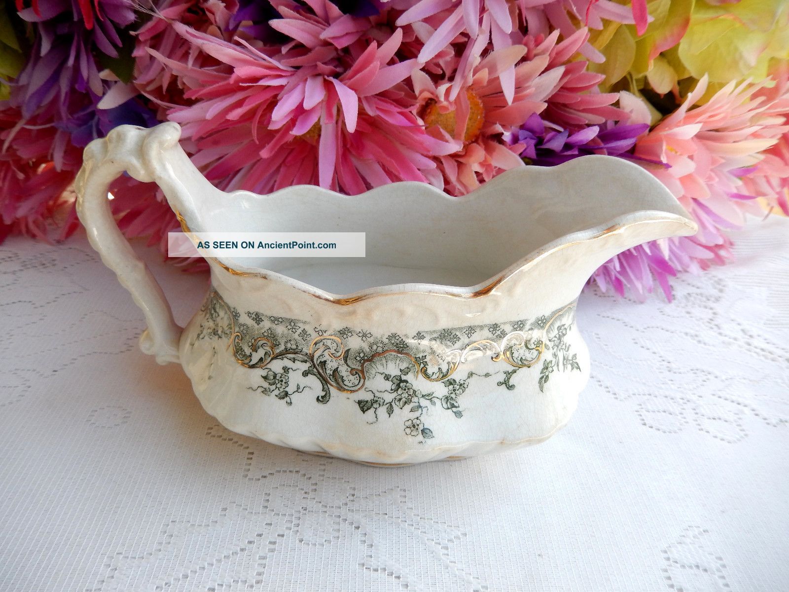 Antique Dunn Bennett Aesthetic Ironstone Transferware Sauce Boat Other photo