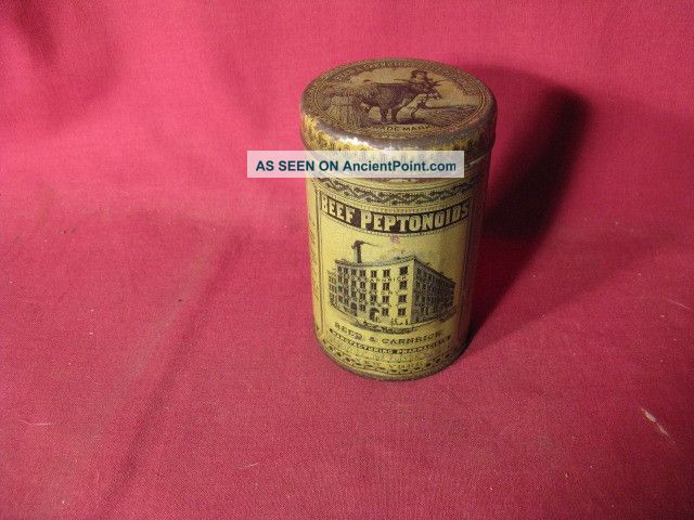 Antique 19th C Reed & Carnrick Beef Peptonoids Medicinal Advertising Tin Other photo