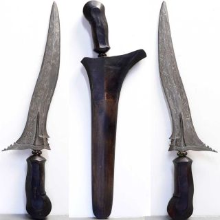Old Lombok Kris Keris Kriss 3 Wave Magic Pamor Sword Dagger Bali Indonesia Art photo