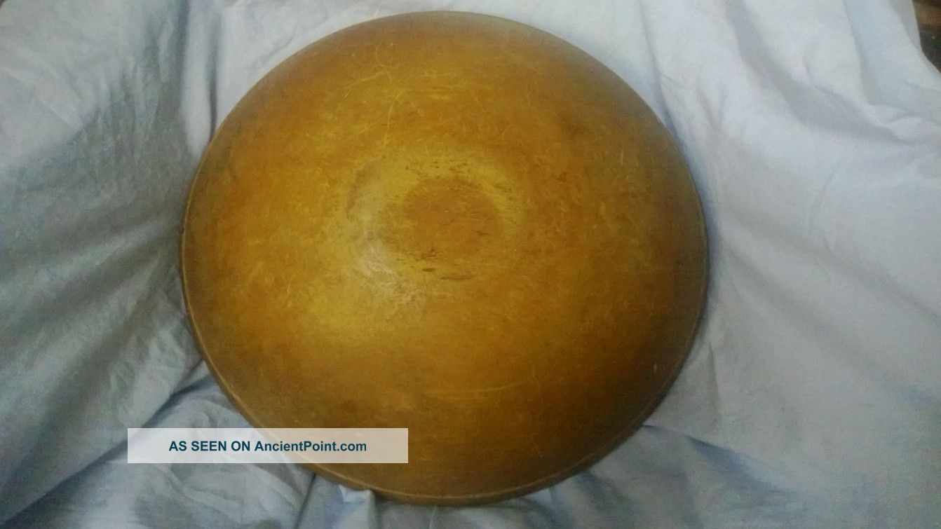 Huge Early Antique Collectible Dough Bowl W Wide Rim Surface 15 Inches Primitives photo