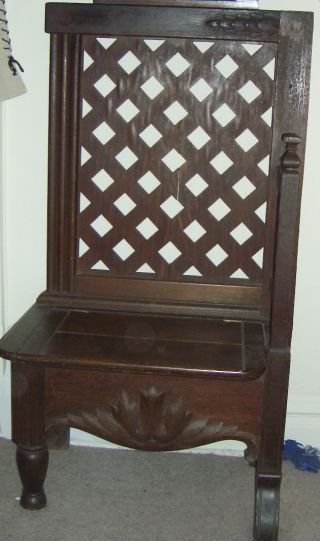 Antique Hall Bench Chair Jacobean Ebonized Wood Chair Goth photo