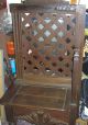 Antique Hall Bench Chair Jacobean Ebonized Wood Chair Goth 1800-1899 photo 2