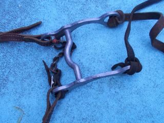 Old Fort Recovery Horse Bit With Headstall & Rains - - Barn Or Cabin Decor photo