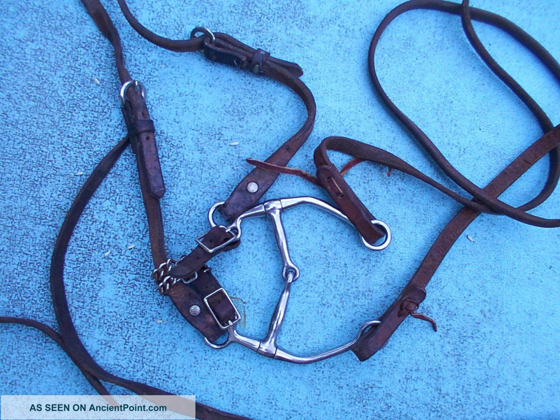 Old Middle Hinged Horse Bit, Headstall & Rains Barn Or Cabin Decor