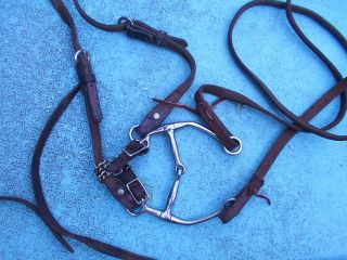 Old Middle Hinged Horse Bit,  Headstall & Rains - - Barn Or Cabin Decor photo