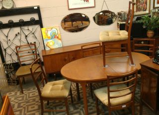 Mid - Century Modern Dining Set Mcintosh Table Butterfly Leaf 6 Chairs Sideboard photo
