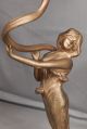 Pair Figural Art Nouveau Female Candlesticks Holder Sculpture Statue Gilt Silver Metalware photo 4