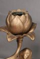 Pair Figural Art Nouveau Female Candlesticks Holder Sculpture Statue Gilt Silver Metalware photo 6