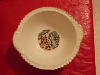 Antique Harker Pottery Godey Pattern Courting Couple 22k Gold Trimmed Small Bowl photo