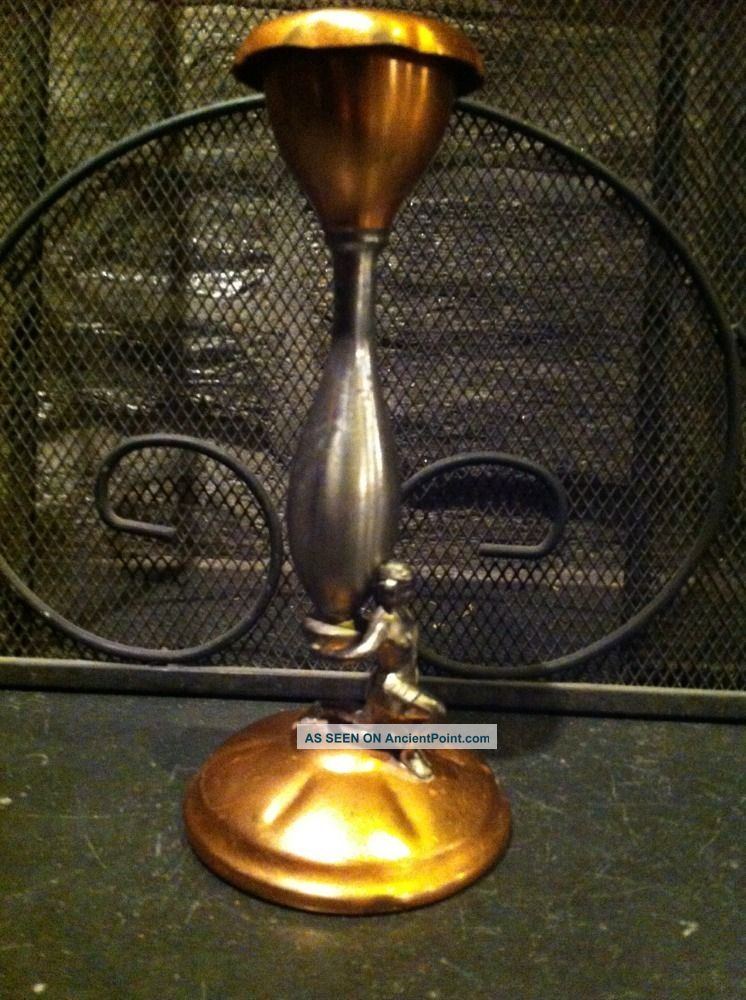 Silvercraft Copper Metal Or Silverplate Candle Stick Unique Item Metalware photo