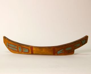 Museum Quality Haida Model Canoe Collected 1911 Red Cedar Unsigned T - Bird Design photo
