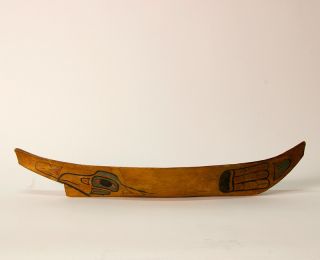 Museum Quality Haida Model Canoe Collected 1911 Red Cedar Unsigned Raven Design photo