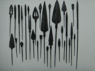 A 18th C Of 30 Pieces Mughal Steel Arrowheads. photo