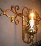 Vintage Italian Tole Wrought Iron Victorian Sconce Chandelier Wall Fixture Old Chandeliers, Fixtures, Sconces photo 3