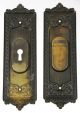 Pocket Door Hardware Set With Ornate Detail In Brass Door Plates & Backplates photo 1
