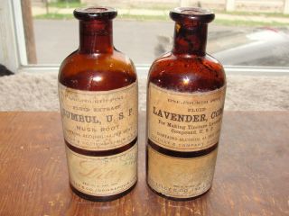 Mold Blown Labeled Medicine Bottle Of 2 Eli Lilly Indianapolis In Bottles photo