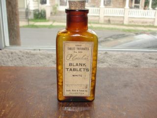 Early 1900s Blank Tablets Smith Kline & French Philadelphia Pa Bottle Placebos photo