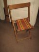 Vintage Solid Oak Folding Chair & Canvas Seat,  Camping Chair,  Stool, 1900-1950 photo 1