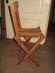 Vintage Solid Oak Folding Chair & Canvas Seat,  Camping Chair,  Stool, 1900-1950 photo 2