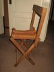 Vintage Solid Oak Folding Chair & Canvas Seat,  Camping Chair,  Stool, 1900-1950 photo 3