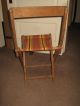 Vintage Solid Oak Folding Chair & Canvas Seat,  Camping Chair,  Stool, 1900-1950 photo 4