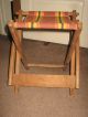 Vintage Solid Oak Folding Chair & Canvas Seat,  Camping Chair,  Stool, 1900-1950 photo 6