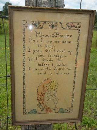 Vintage Hand Drawn Calligraphy Prayer In Art Deco Frame Rhoda ' S Prayer Angel photo