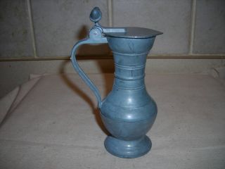 Vintage Pewter Flagon Tankard Acorn Handle European Mark 5 5/8 