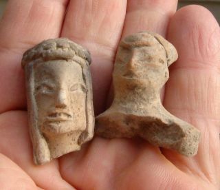 Head Figures,  Pair.  Chupicuaro Pre - Columbian,  Western Mexico photo