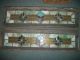 Pr Of Antique Stained Glass Windows In Wood Frames Facuet Cut Opalescent Buttons Pre-1900 photo 7