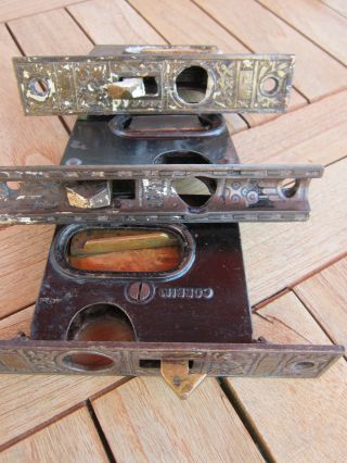 Antique Mortise Corbin Iron Brass Pocket Door Latch Lock Patent 1885 Eastlake photo