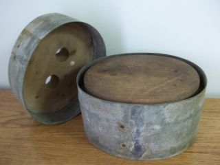Look Vintage Primitive Metal & Wood Hat Form Mold Block Size 7 photo