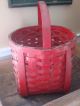 Large Old Antique Red Painted Basket Aafa Primitives photo 1