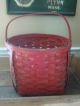 Large Old Antique Red Painted Basket Aafa Primitives photo 2