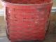Large Old Antique Red Painted Basket Aafa Primitives photo 3