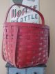 Large Old Antique Red Painted Basket Aafa Primitives photo 7