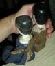 Antique 1800s? Primitive Folk Art Carved Wood Dolls W Painted Faces & Dress Vafo Primitives photo 11