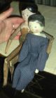 Antique 1800s? Primitive Folk Art Carved Wood Dolls W Painted Faces & Dress Vafo Primitives photo 1