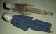 Antique 1800s? Primitive Folk Art Carved Wood Dolls W Painted Faces & Dress Vafo Primitives photo 2