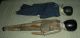 Antique 1800s? Primitive Folk Art Carved Wood Dolls W Painted Faces & Dress Vafo Primitives photo 4
