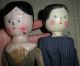 Antique 1800s? Primitive Folk Art Carved Wood Dolls W Painted Faces & Dress Vafo Primitives photo 5