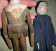 Antique 1800s? Primitive Folk Art Carved Wood Dolls W Painted Faces & Dress Vafo Primitives photo 6